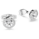 Una Angelic cufflinks Round cut, White, Rhodium plated